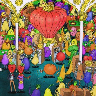 DANCE GAVIN DANCE - JACKPOT JUICER (BLUE/BLACK/RED SPLATTER) vinyl record album art